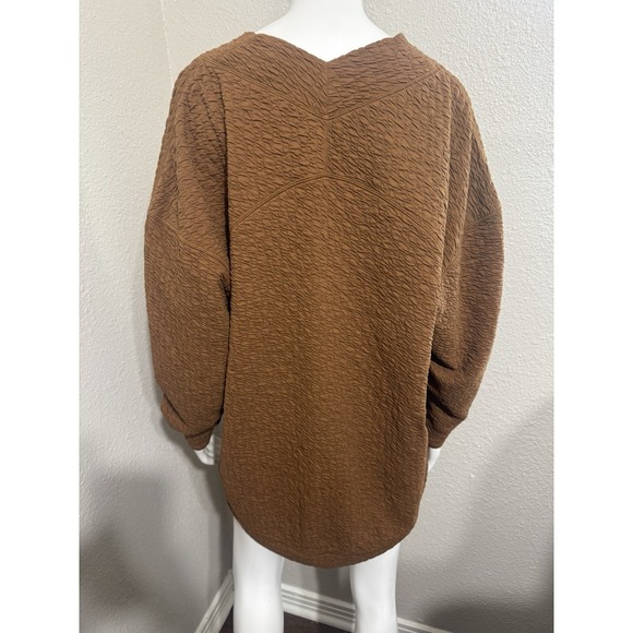 Lululemon Sweater Women 10 Brown Rippled V-Neck Pullover Oversize Relaxed Pocket - Picture 3 of 8